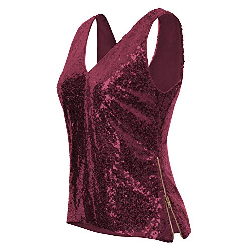 Camisetas Tirantes Lentejuelas Mujer Camisas Verano Top Cómodo Rosa XL CL011080-5