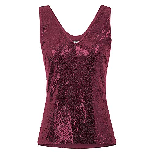 Camisetas Tirantes Lentejuelas Mujer Camisas Verano Top Cómodo Rosa XL CL011080-5