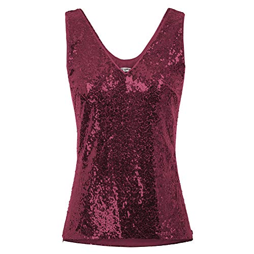 Camisetas Tirantes Lentejuelas Mujer Camisas Verano Top Cómodo Rosa XL CL011080-5