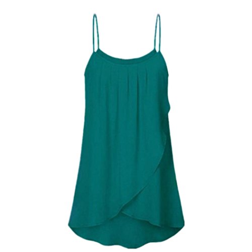 Camisola Playa Tallas Grandes Mujer, Camiseta Moda para Mujer Tallas Grandes Casual Solid Gasa sin Mangas Flowy Tank Tops Camis(4XL,Verde)