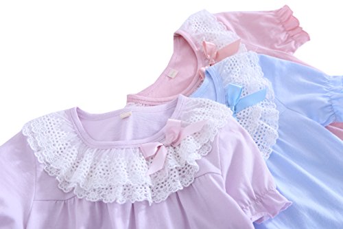 Camisón de encaje niña Camisones de algodón manga corta azul 4-5 años