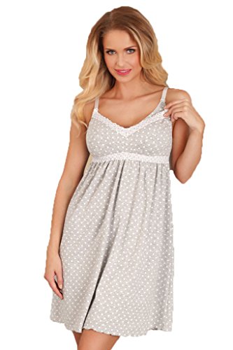 Camisón estilo romántico de Lupoline, premamá o para durante la lactancia gris 42/X-Large