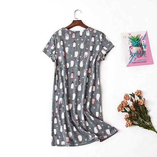 Camisón Mujer Verano Camisones de Algodon Manga Corta Ropa de Dormir Imprimiendo Pijamas Camisónes Elegante Grande Talla