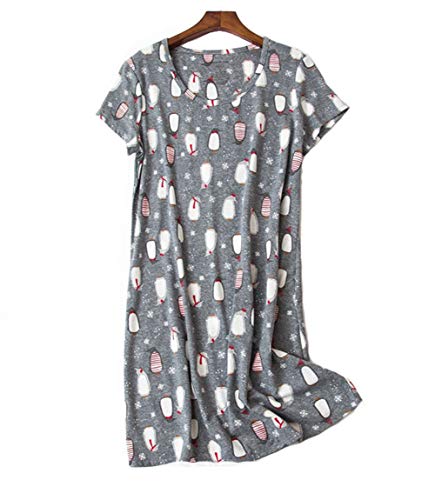 Camisón Mujer Verano Camisones de Algodon Manga Corta Ropa de Dormir Imprimiendo Pijamas Camisónes Elegante Grande Talla