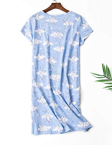 Camisón Mujer Verano Camisones de algodón Manga Corta Ropa de Dormir Pijamas Vestir Camisónes Elegante Grande Talla