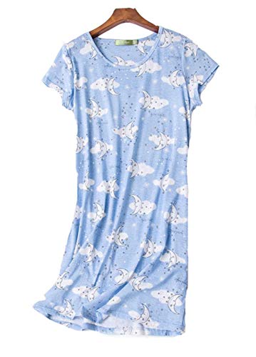 Camisón Mujer Verano Camisones de algodón Manga Corta Ropa de Dormir Pijamas Vestir Camisónes Elegante Grande Talla