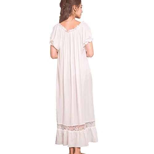 Camisones para Mujer，Algodón Casual Manga Corta Sleepdress Pijamas Enfermería Blanco