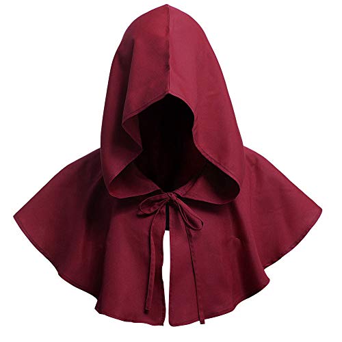Capa con capucha, unisex, para Halloween, carnaval, Navidad, perlerina de bruja, vampiro, listo para abrir, vestido medieval, princesa, príncipe, poncho con capucha sotana, disfraz de disfraz, cosplay