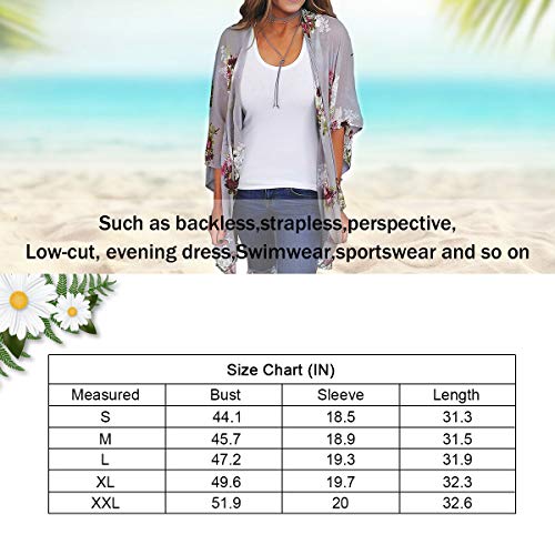Cárdigan informal de gasa floral para mujer – Bikini de media manga, chal con protección solar, blusas de playa Estilo H M
