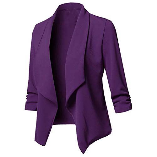 Cardigan Mujer Invierno Otoño 2019 SHOBDW Liquidación Venta Blusa Tops 3/4 Manga Chaquetas de Traje Mujer Formal Blazers Mujer Abrigo Mujer Baratos Cardigans Mujer Tallas Grandes(Morado,XL)