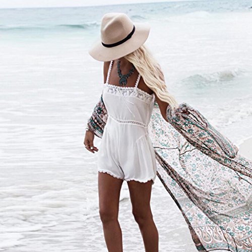 Cardigans Mujer Flores 2019 Nuevo SHOBDW Pareos Casual Cardigans Mujer Largo Chal Cardigans Mujer Kimono Manga Larga Tops Blusa Playa de Verano Cover Up Mujer(Verde,L)