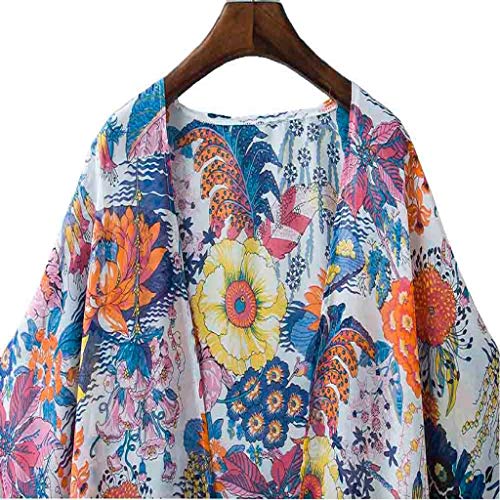 Cardigans Mujer Kimono 2019 Nuevo SHOBDW Pareos Casual Gasa Cover Up Bikini Playa de Verano Cardigans Mujer Flores Suelto Sexy Camisa de Protección Solar(Multicolor,3XL)