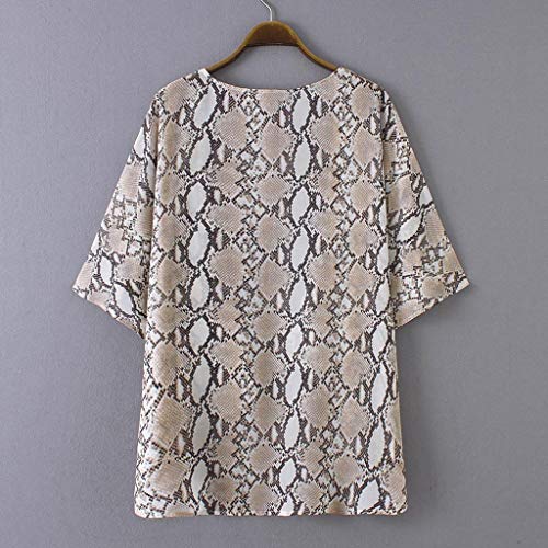 Cardigans Mujer Kimono 2019 Nuevo SHOBDW Pareos Ropa de Baño Cover Up para Mujer Largo Playa de Verano Estampado de Serpiente Chal Gasa Boho Suelto Tops Blusa Tallas Grandes S-3XL(Marrón,XL)