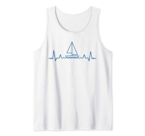 cardiogram Sailing Yachting Marineros Barco vela Navegando Camiseta sin Mangas