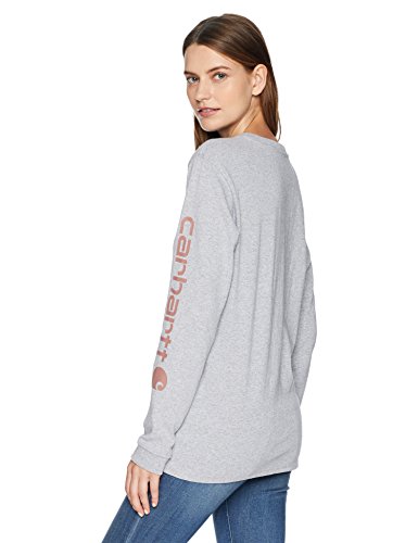 Carhartt Logo Long-Sleeve T-Shirt Camisetas, Heather Grey, Small para Mujer