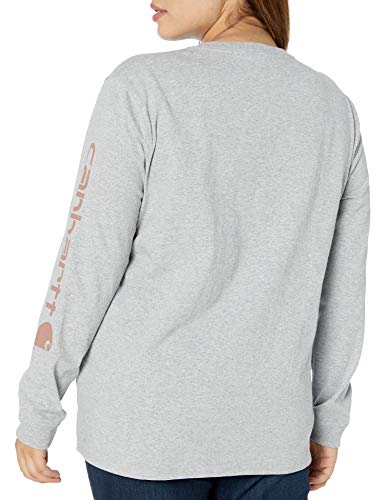 Carhartt Logo Long-Sleeve T-Shirt Camisetas, Heather Grey, Small para Mujer