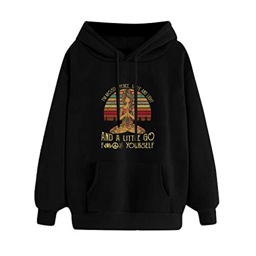 Casual con Capucha Impresión Manga Larga Mujer Sudaderas Casuales Blusa Superior