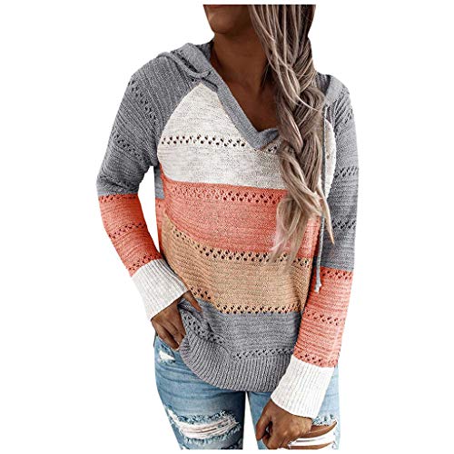 catmoew Mujer Sudadera Tops Chaqueta Suéter Jersey Mujer Otoño Invierno Talla Grande Hoodie Sudadera Suelto Sólido Manga Larga con Capucha Tejido de Punto Oversize S-9XL