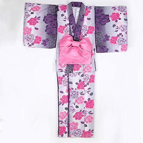 CDDKJDS Kimono De Algodón Tradicional con OBI Japón Flor De Albornoces Mujeres Yukata Ropa De Baño Bata (Color : Kimono with OBI, Size : One Size)