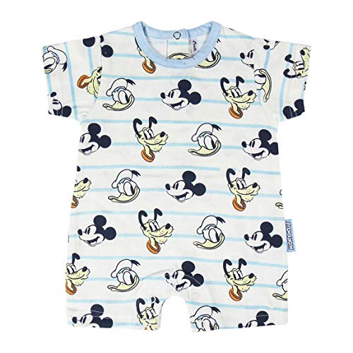 Cerdá Pelele Niño de Disney-Mickey Mouse, Donald y Pluto Juego de Pijama, Blanco, 1 Mes para Bebés