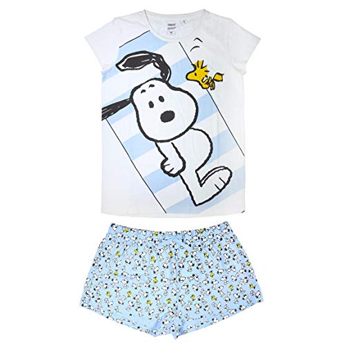 Cerdá Pijama Mujer Corto Snoopy de Color Blanco Juego, XL Unisex Adulto