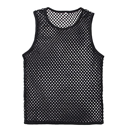 Chaleco Camiseta de Malla Hombre Lencería Erótica Fishnet Transparente sin Mangas Top Apretada Muscular Traje de Fiesta Clubwear para Hombres
