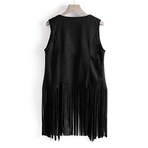 Chaleco Chaqueta Mujer SHOBDW Liquidación Venta Abrigos Mujer Invierno Rebajas Cárdigan Sin Mangas con Borlas étnicas Sin Mangas con Flecos Talla Grande 6 Colores 6 Tamaños(Negro,M)