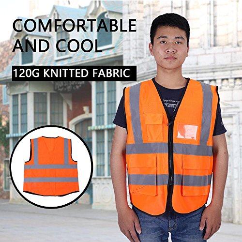 Chaleco De Seguridad Reflectante, Chaleco De Seguridad Reflectante Multicolor Chaleco De Seguridad Verde Fluorescente Naranja Amarillo Azul Verde Rojo Chaleco De Seguridad (Naranja)