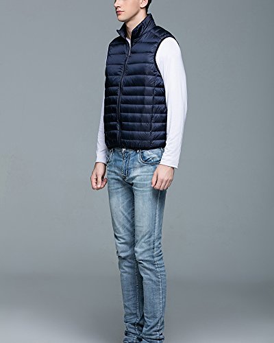 Chalecos de Plumas Ligero Sin Mangas Chaqueta Compresible Corta Abrigo de Invierno para Hombre Marina de Guerra 3XL