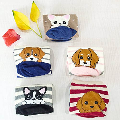 Chalier Pack de 5 Calcetines Mujer Divertidos Originales Animales Lindos Estampados Ocasionales de Algodón para Niña y Mujer