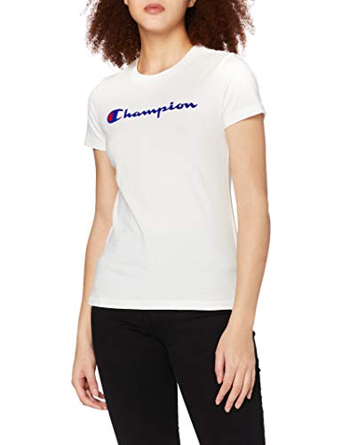 Champion Mujer - Camiseta Classic Logo - Blanco, XL