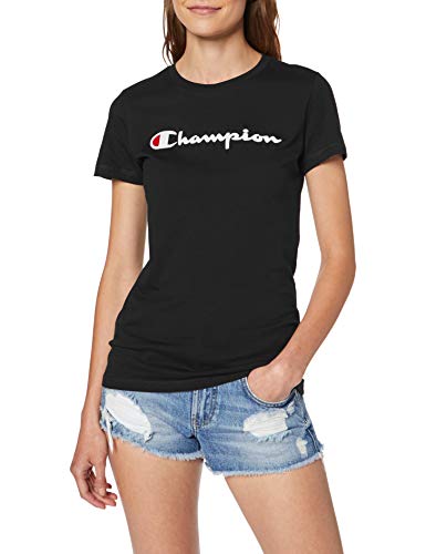 Champion Mujer - Camiseta Classic Logo - Negro, S