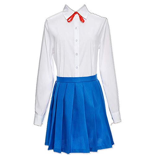 CHANGL 5 PCS/Set Disfraz de Cosplay Carnaval de Halloween Doki Doki Literature Club Monika JK Vestido de Uniforme Escolar Diario Trajes de Falda Lindos con Accesorios