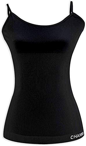 Channo Camiseta Interior Reductora con Tirantes Ajustables, Suave y con Gran Elasticidad. Modelo sin Costuras (Negro, L)