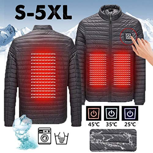 Chaqueta con Calefacción USB, Ropa Abrigo de Invierno Unisex, Abrigos Acolchados Eléctrica para Hombre y Mujer, Cazadoras Caliente Talla Grande Moto Viajes Senderismo Esquiar Pesca Yvelands XXXXL