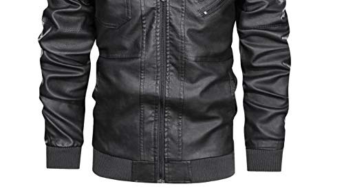 Chaqueta de hombre chaqueta abrigo de cuero sombrero desmontable