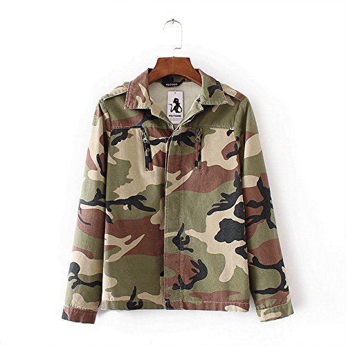 Chaqueta Militar Mujer Camisas Camuflaje de Manga Larga Otoño Invierno Jacket Casual Abrigo Estilosa Camo Bomber Ejército Outcoat Ropa Adolescentes Chica Yvelands(XL)