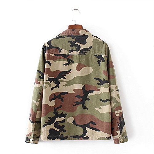Chaqueta Militar Mujer Camisas Camuflaje de Manga Larga Otoño Invierno Jacket Casual Abrigo Estilosa Camo Bomber Ejército Outcoat Ropa Adolescentes Chica Yvelands(XL)