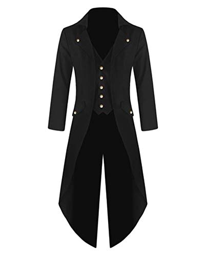 Chaqueta Steampunk Irregular Gotico Manga Larga Ropa De La Vendimia Viste Traje De Cosplay para Hombres Negro L