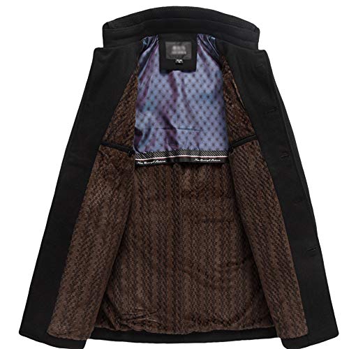 Chaquetas De Invierno De Los Hombres Abrigo De Paño Grueso Y Suave Cálido Forro Polar Abrigos De Cuello Alto Slim Fit Trajes De Abrigo Clásicos Cortavientos A Prueba De Viento,Black-M(Bust/116cm)