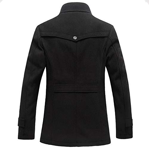 Chaquetas De Invierno De Los Hombres Abrigo De Paño Grueso Y Suave Cálido Forro Polar Abrigos De Cuello Alto Slim Fit Trajes De Abrigo Clásicos Cortavientos A Prueba De Viento,Black-M(Bust/116cm)