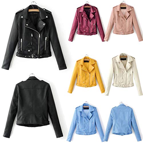 Chaquetas Moto de Mujer Tumblr Corta Otoño Tallas Grandes,PAOLIAN Chaquetas Cuero Sintético Invierno Mujer Hippies Abrigo Canguro Fiesta Vestir Mujer Joven con Cremallera