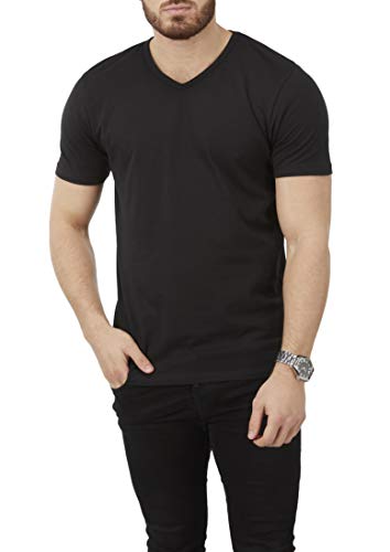 Charles Wilson Paquete 4 Camisetas Elásticas Elastano Cuello Pico (Large, Essentials 63)