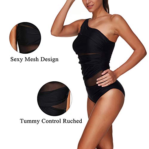 ChayChax Traje de Baño de Una Pieza para Mujer Push Up Monokini Acolchado Elegante Malla Traje de Natación Playa Piscina, Negro 1, Talla M