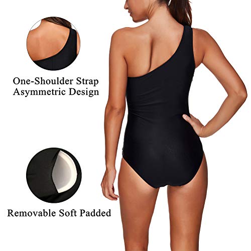 ChayChax Traje de Baño de Una Pieza para Mujer Push Up Monokini Acolchado Elegante Malla Traje de Natación Playa Piscina, Negro 1, Talla M
