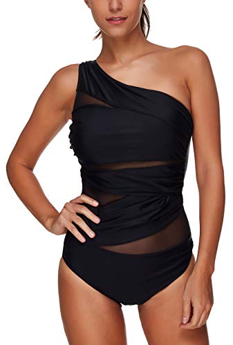 ChayChax Traje de Baño de Una Pieza para Mujer Push Up Monokini Acolchado Elegante Malla Traje de Natación Playa Piscina, Negro 1, Talla M