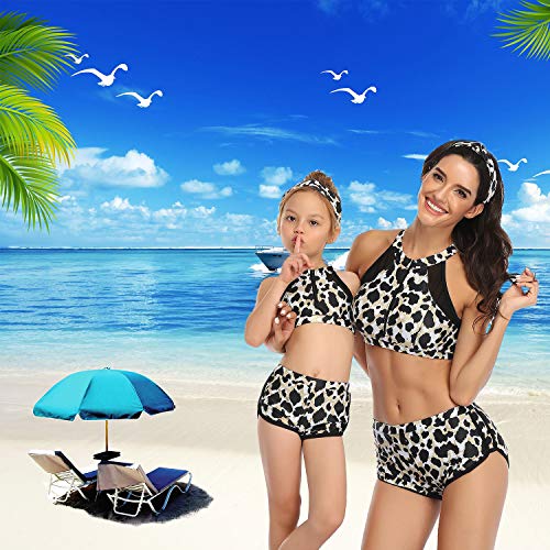 ChayChax Traje de Baño Mujer Niñas Lindo Conjunto de Bikini Madre e Hija Familia Volantes Talle Alto Trajes de Baño, Leopardo A, L (EU 42-44)