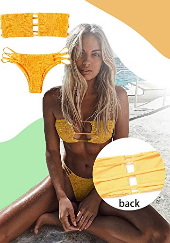 CheChury Mujer Bikini Bandeau Bralette Traje de Baño de Tubo Brasileños Bañador Ropa de Bano Dos Piezas Push Up Traje de baño con Acolchado Conjunto de Bikini de Playa Bañador