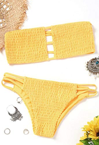 CheChury Mujer Bikini Bandeau Bralette Traje de Baño de Tubo Brasileños Bañador Ropa de Bano Dos Piezas Push Up Traje de baño con Acolchado Conjunto de Bikini de Playa Bañador