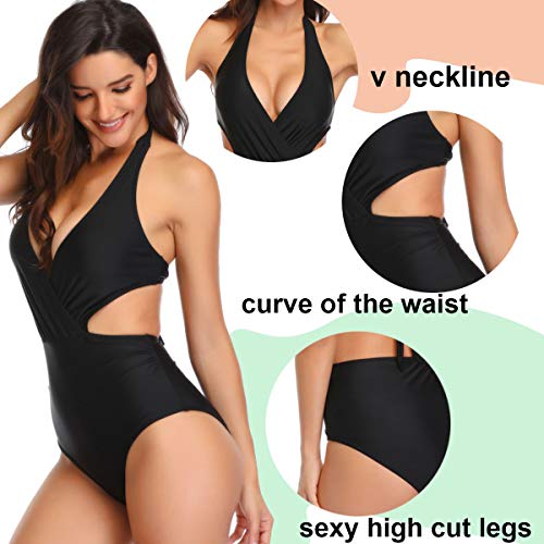 CheChury Mujer Brasileños Bikinis Cuello en V Traje de Baño de Una Pieza Vendimia Halter Monokini Sexy Bañadores Reductores Tankini